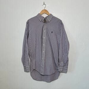 Ralph Lauren – Purple & White Striped Classic Fit Button Down Shirt
